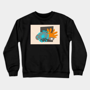 Abstract Art Mid Century Style Turquoise And Orange - abstract modern art Crewneck Sweatshirt